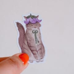 Sticker Pailleté Chat Lilas