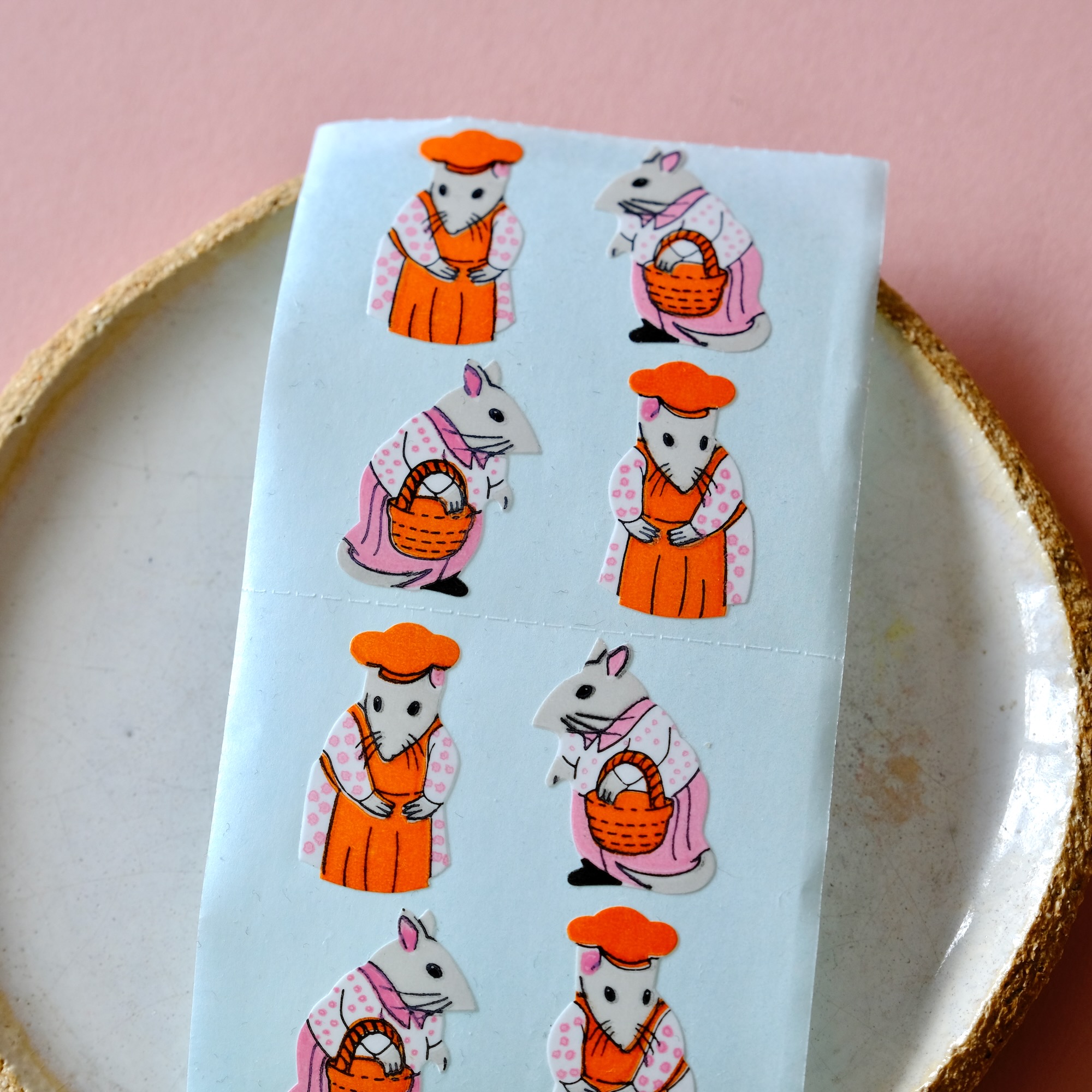 Pochoir Autocollants Vintage 1983 – Hallmark, 4 Feuilles, Animaux Rose, Neuf