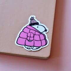 Sticker Snoopy Doudoune Fluffy Rose