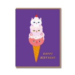 Carte Anniversaire Ice Cream Cat