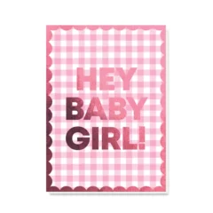 Carte de Naissance Baby Girl Vichy Rose