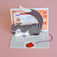 Mini Carte Pop Up - Laptop Cat