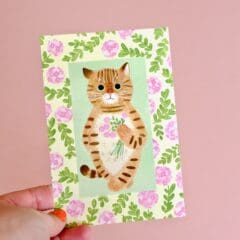 Carte Chat Roux et Lantana