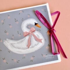 Carte de Voeux Cygne Vintage