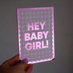 Carte de Naissance Baby Girl Vichy Rose