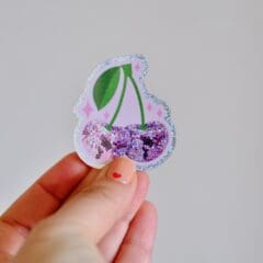 Sticker Cerises Paillettes Roses