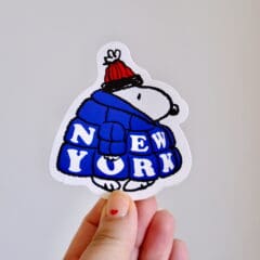 Sticker Snoopy Doudoune Fluffy Bleue NY