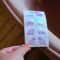 Stickers Vintage Holographiques Chats Violets