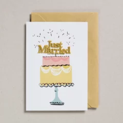 Carte Brodée Just Married Cake