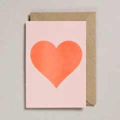 Carte Coeur Orange Fluo