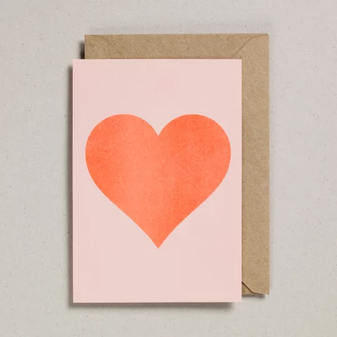 Carte Coeur Orange Fluo