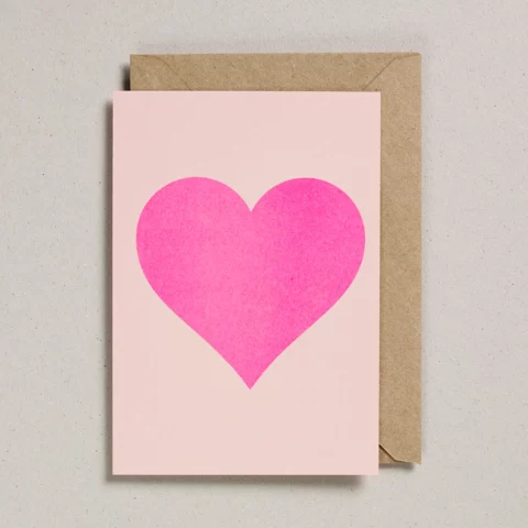 Carte Coeur Rose Fluo
