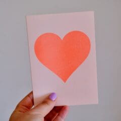 Carte Coeur Orange Fluo