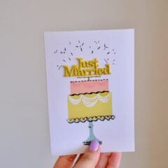 Carte Brodée Just Married Cake