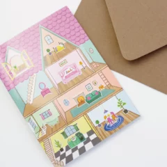 Carte Stickers Maison de Poupées à Remplir