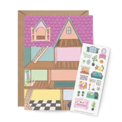 Carte Stickers Maison de Poupées à Remplir