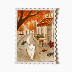 Sticker Pailleté Timbre Automne Parisien