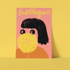 Carte Postale Bubblegum Jaune