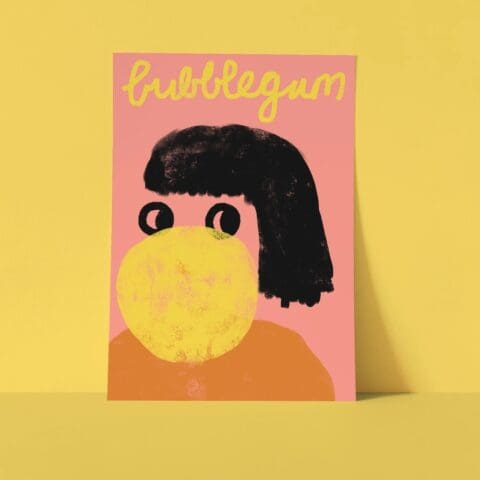 Carte Postale Bubblegum Jaune