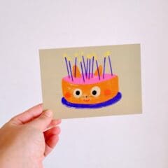Carte Postale Gâteau Chat d'Anniversaire