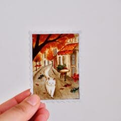 Sticker Pailleté Timbre Automne Parisien