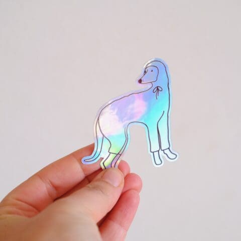 Sticker Holographique Lévrier en Ciré