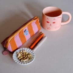 Trousse Rayée Rose & Rouille