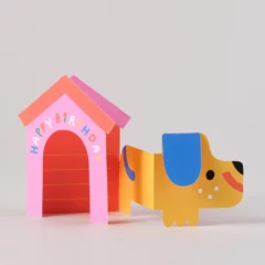 Carte Anniversaire - Chien dans sa Niche