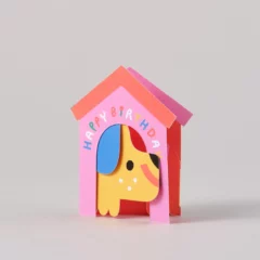 Carte Anniversaire - Chien dans sa Niche
