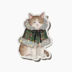 Sticker Holographique Chat à la Capeline d’Hiver