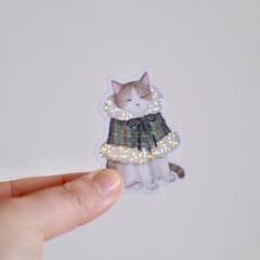 Sticker Holographique Chat à la Capeline d’Hiver