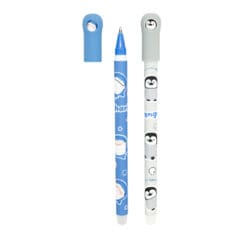 Stylo Effaçable Tête Rotative - Pingouins & Requins