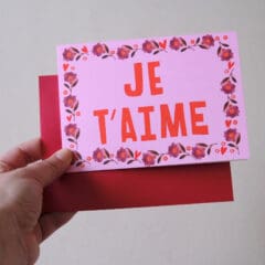 Carte Je t'Aime en Rose Bonbon