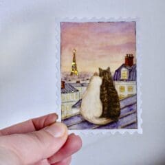 Sticker Pailleté Timbre Parisian Sunset