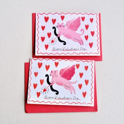 Carte Kitty & Puppy Cupidon