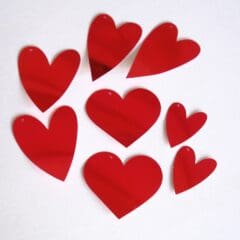 Etiquettes Cadeaux - Coeur Métallisé Red
