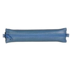Trousse Plate à Elastique Cuir Bleu