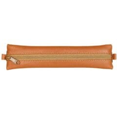 Trousse Plate à Elastique Cuir Camel