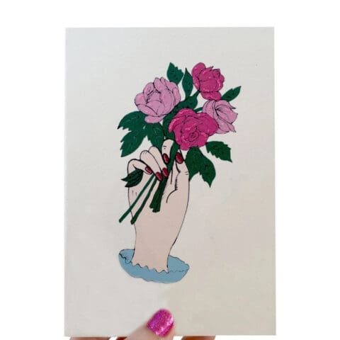 Carte Scintillante Victorian Hand & Roses