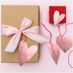 Etiquettes Cadeaux - Coeur Métallisé Rose Gold