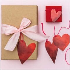 Etiquettes Cadeaux - Coeur Métallisé Red