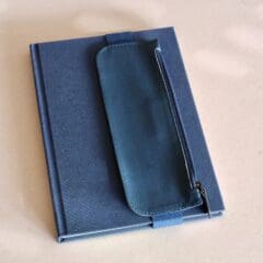 Trousse Plate à Elastique en Cuir Reversible Bleu Indigo