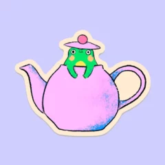 Sticker Frog in a Teapot