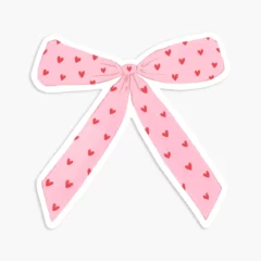 Sticker Noeud Rose & Mini Coeurs