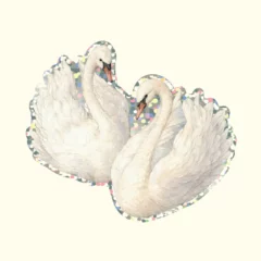 Glitter Sticker Love Swans