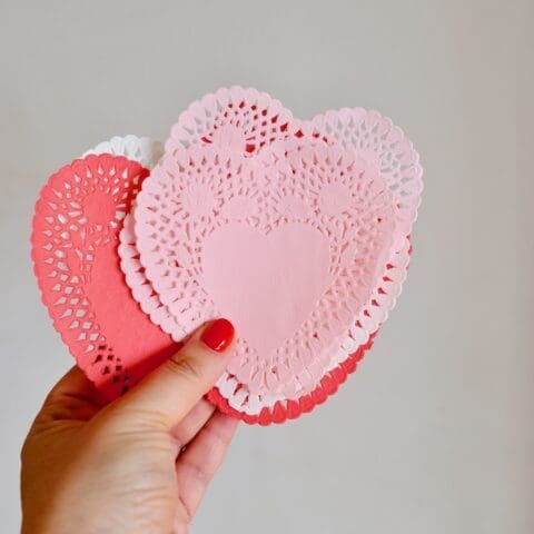 Etiquettes Coeur Napperon en Papier