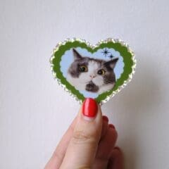 Glitter Sticker Heart Cat