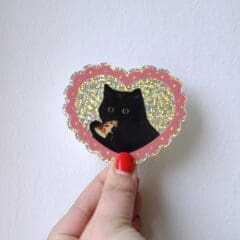 Glitter Sticker Pizza Cat