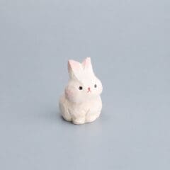 Figurine Japonaise en Bois - Petit Lapin Blanc
