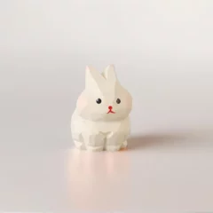 Figurine Japonaise en Bois - Petit Lapin Blanc